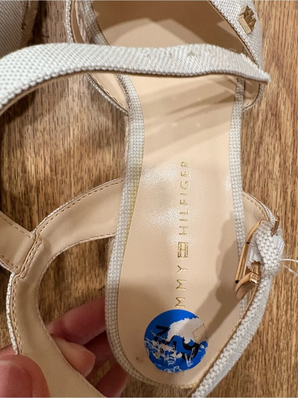 Tommy Hilfiger Beige Cross-Strap Wedge Sandals